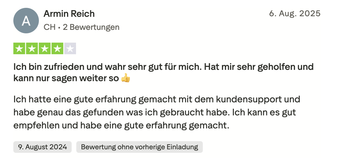 God of Coins Trustpilot Schweizer Spieler Kundensupport Lob